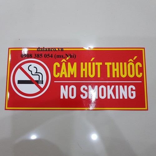 Tem decal dán nội dung Cấm Hút Thuốc- Kích thướt 15x40cm- Hình thật, hàng sẵn - decal