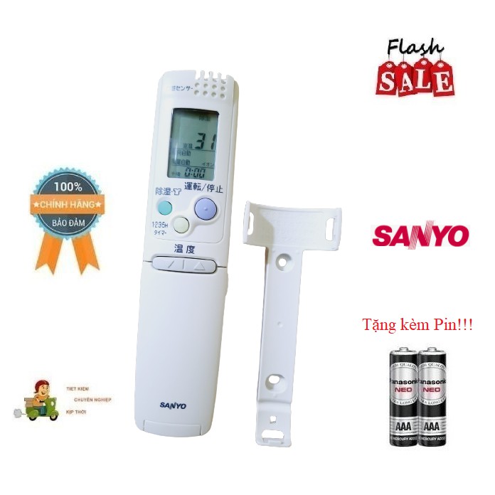 Remote Điều khiển điều hòa Sanyo hàng nội địa, nhật bãi- Hàng chính hãng 100% Tặng kèm đế treo tường + Pin