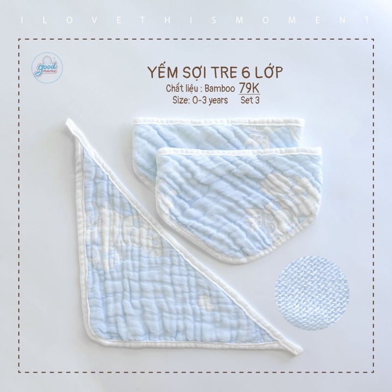 GoodMama - Sét 3 yếm sợi tre 6 lớp GMM62917