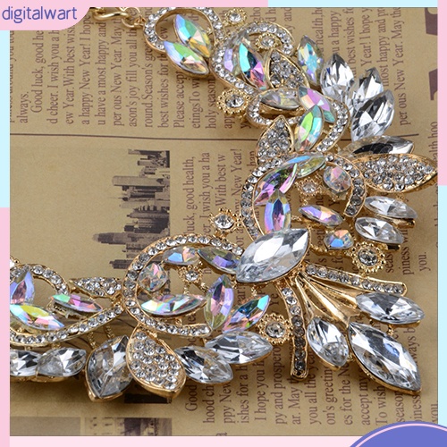 Dây chuyền hình hoa đính đá quý nhân tạo nhiều màu sắc sang trọng cá tính dành cho nữ