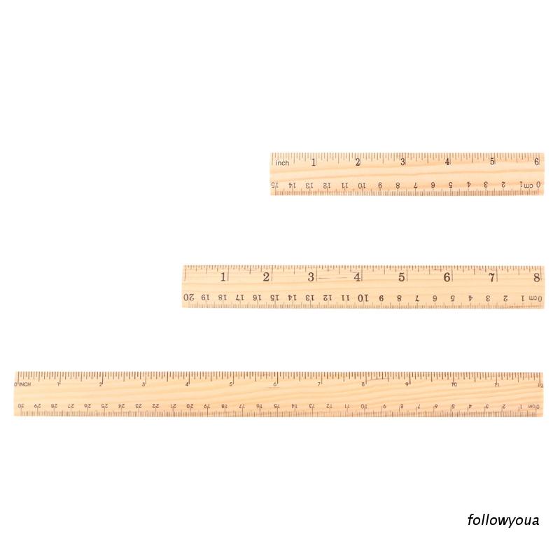 Thước gỗ hai mặt 15cm 20cm 30cm tiện dụng cho học sinh / nhân viên văn phòng