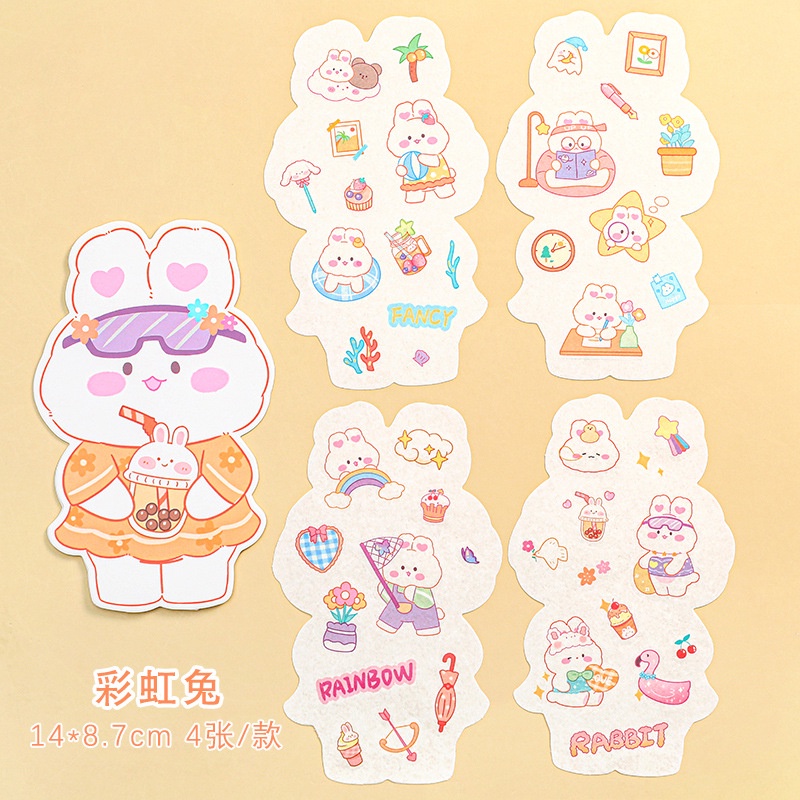 Set 4 Miếng Dán Trang Trí Hình Thỏ Dễ Thương