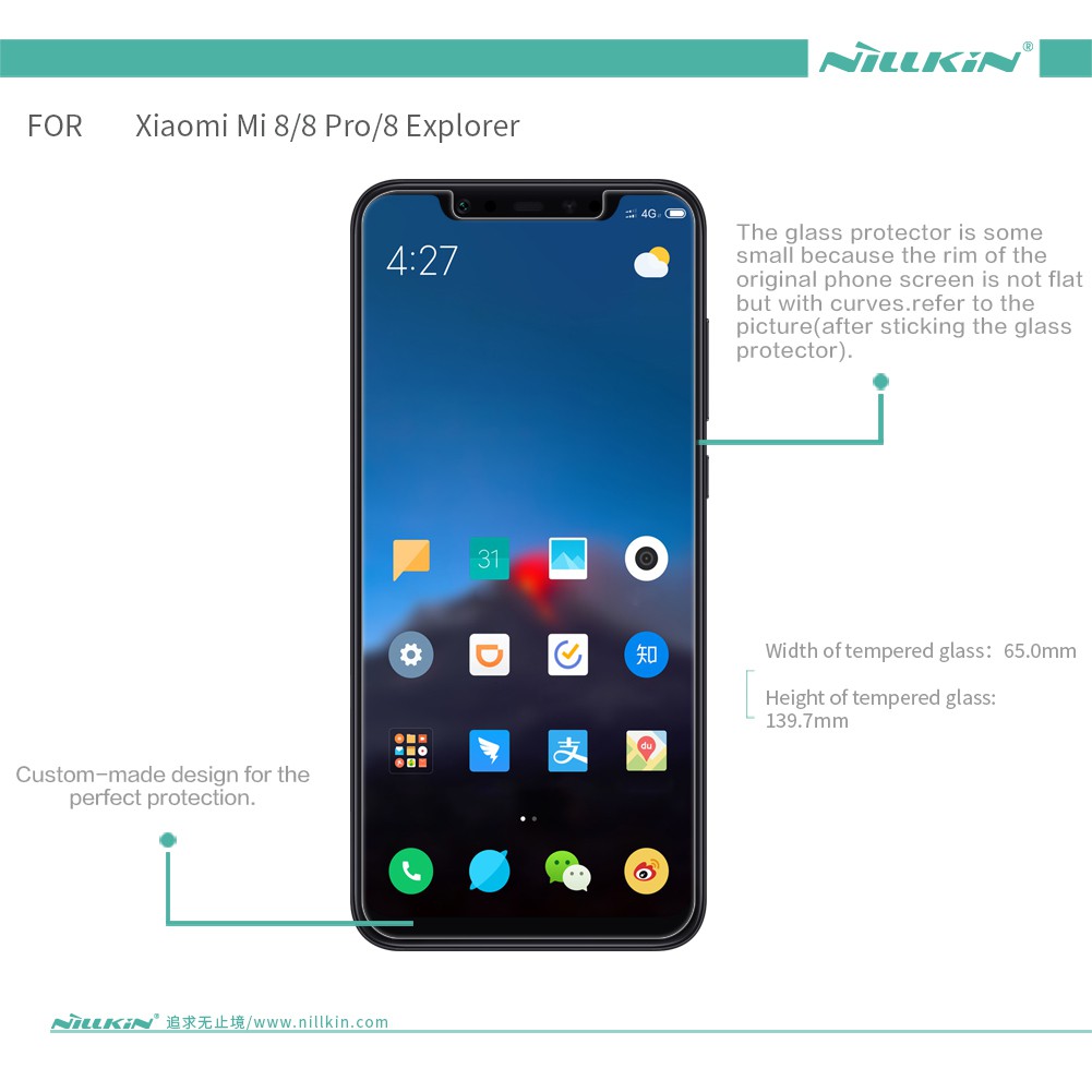 Nillkin Kính Cường Lực Siêu Mỏng 0.2mm Cho Xiaomi Mi 8 / Mi 8 Pro / Mi 8 Explorer H + Pro