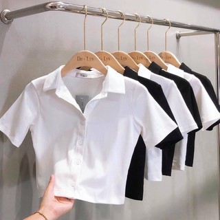 áo croptop nút cổ polo 10359