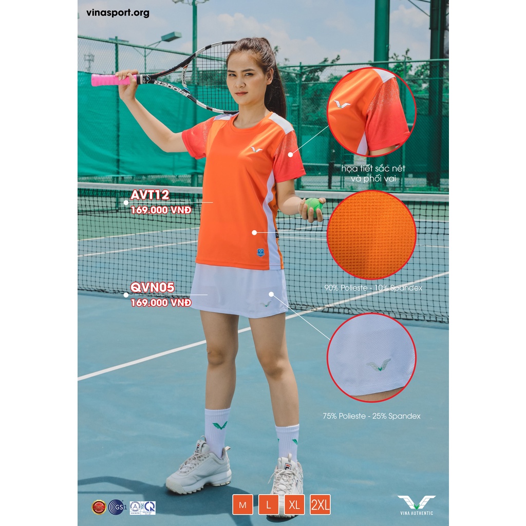 Set thể thao nữ cao cấp Vina Authentic, thể thao, tennis, cầu lông NEWT12