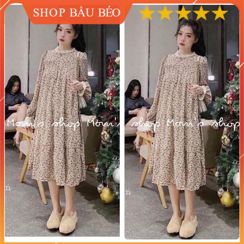 Váy thu tay dài hoa nhí DT VM Mom [ĐỒ BẦU GẠO STORE]