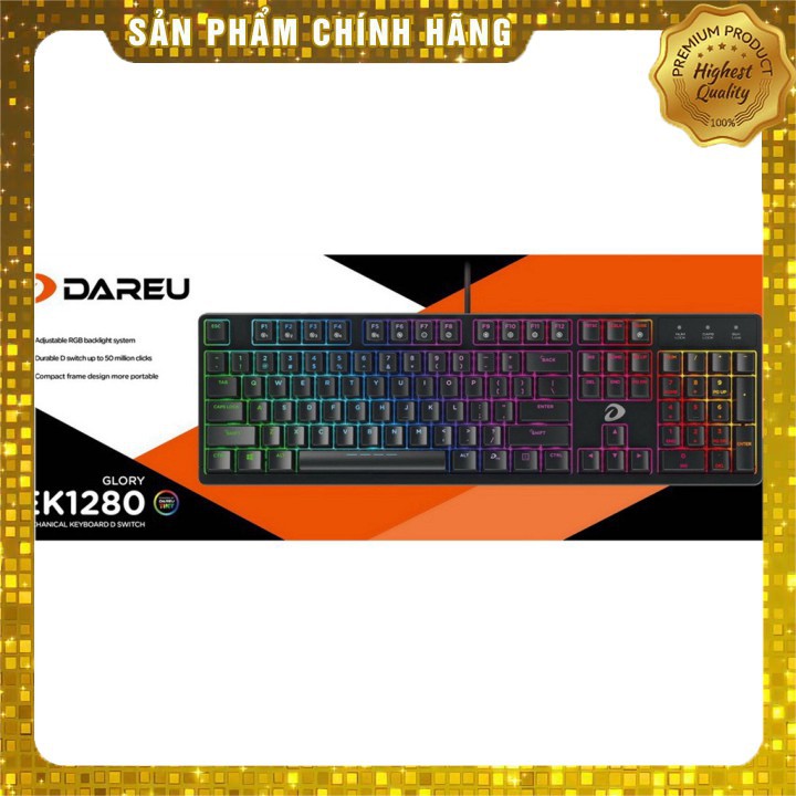 Bàn Phím Cơ Gaming DareU EK1280 - Mã cũ DK1280 - RGB Blue/Brown/Red Switch [ Mai Hoàng phân phối, BẢ