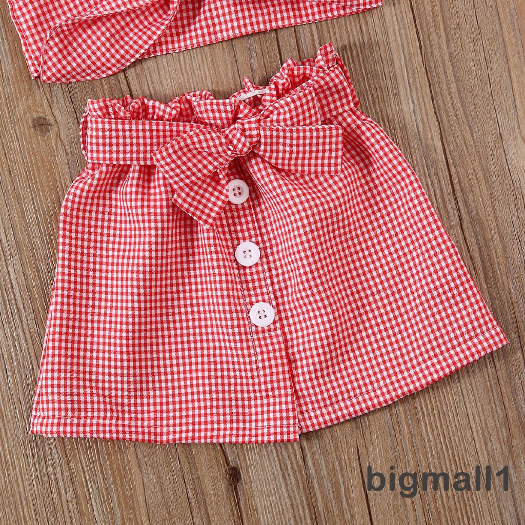 Set Áo 2 Dây Lửng+Chân Váy Chữ A Cho Bé Gái