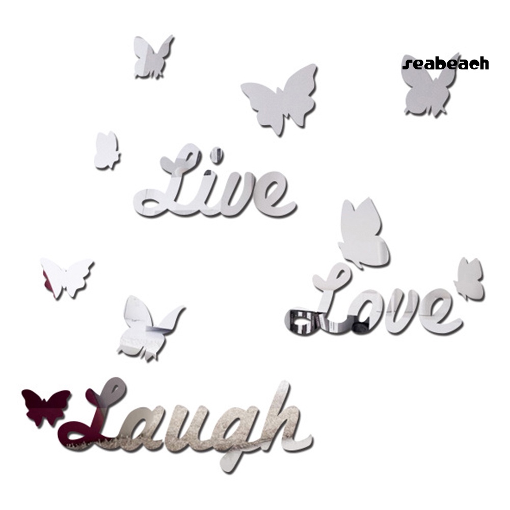Miếng Dán Tường Trang Trí Hình Bướm Và Chữ Live Love Laugh 3d Diy