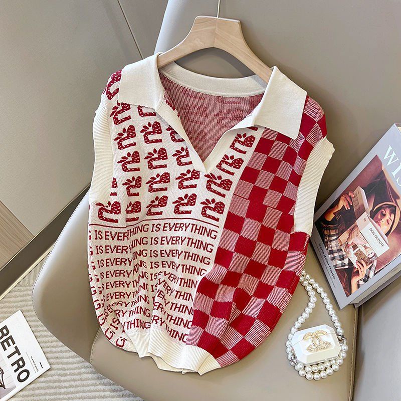 Áo Len Không Tay Cổ Bẻ Thời Trang Mùa Hè Phong Cách Mới