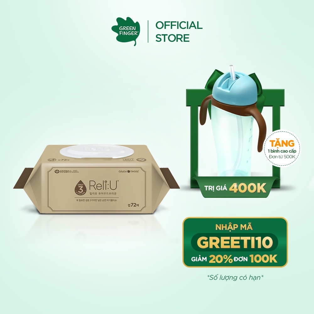 Khăn Ướt Greenfinger ReliU Pure WoodBrown Wipes (305g)