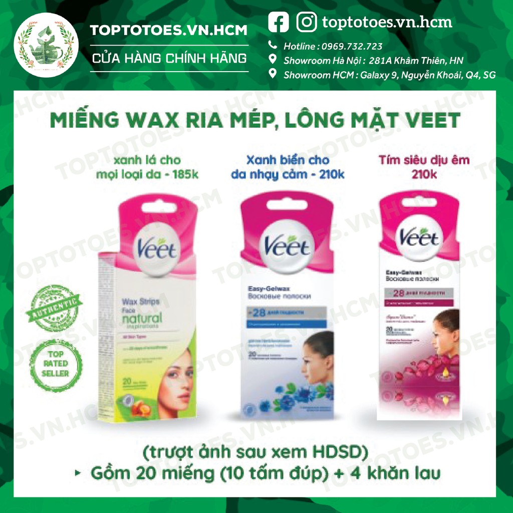 Miếng wax ria mép, lông mặt Veet