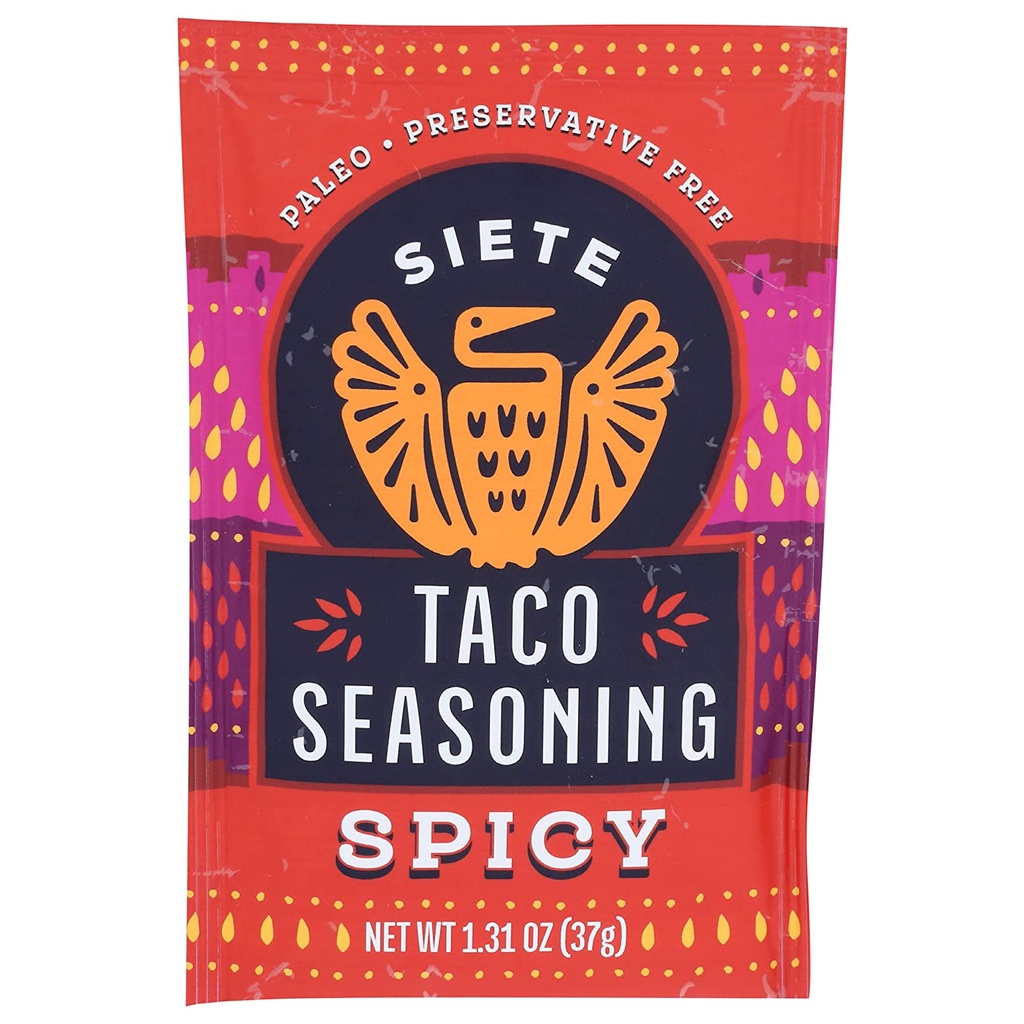 BỘT GIA VỊ TACO CAY Siete Spicy Taco Mix Seasoning, ĂN KIÊNG Paleo - Whole30, KHÔNG CHẤT BẢO QUẢN Preservative Free, 37g