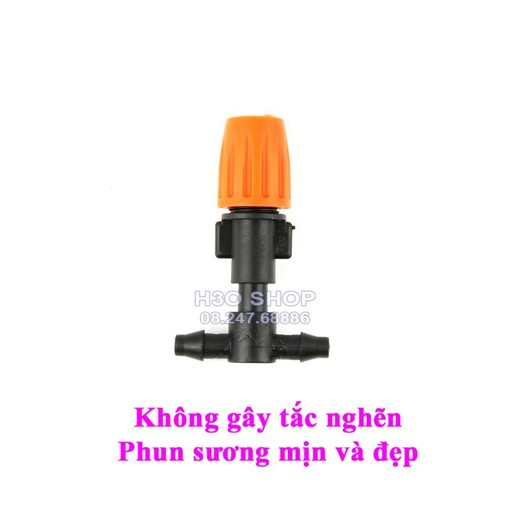 Béc Tưới Phun Sương Đơn Kèm Chân Tê Nối Ống 6mm Tưới Cây, Tưới Lan, Làm Mát