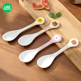 Thìa gốm sứ line friends tay cầm tròn