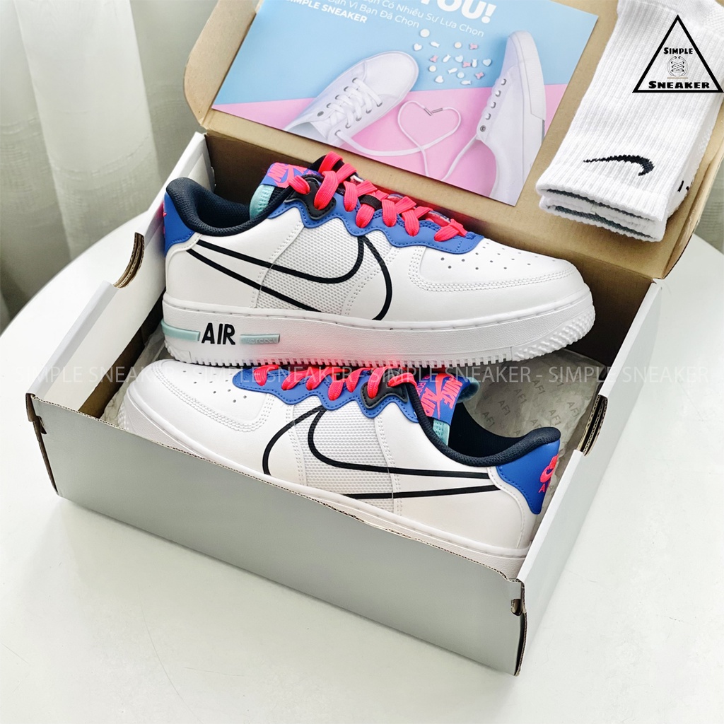 Giày Nike Air Force 1 Hàng Chính HãngGiày Sneaker Thể Thao Nike AF1 React Astronomy Blue - Simple Sneaker