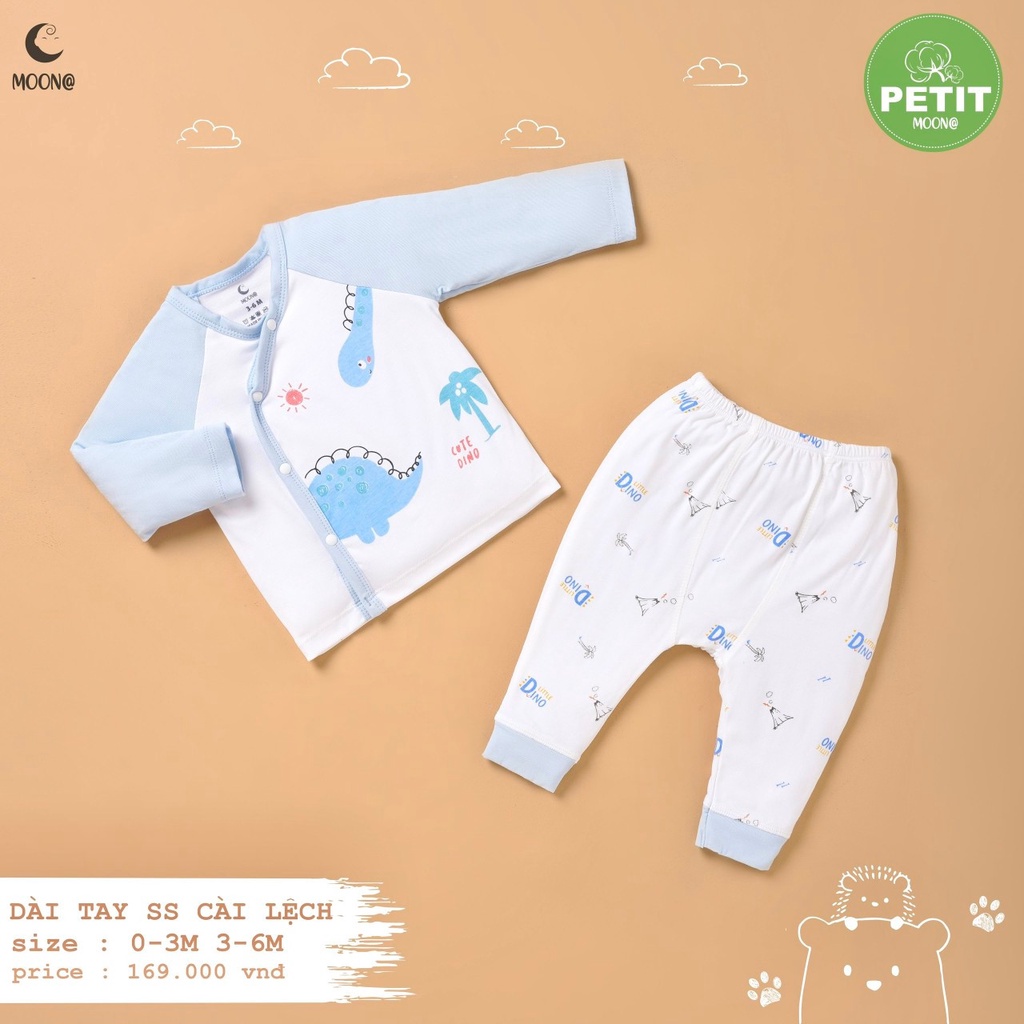 Bộ Quần Áo Sơ Sinh Dài Tay Moon Chất Petit Siêu Mềm Mại Cho Bé Sơ Sinh 0-3 Tháng và 3-6 Tháng Thị Nắng Store
