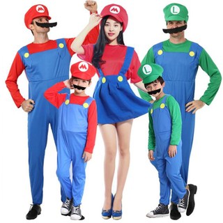 Người Lớn Trẻ Em Super Mary Halloween Trang Phục Hóa Trang Bộ Trang Phục Hoạt Hình Mario Đồng Phục Gia Đình Cha Mẹ-Con Quần Áo Nam Nữ Bộ Quần Áo