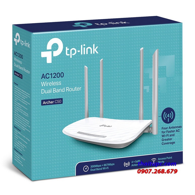 Router Wifi Băng Tần Kép AC1200 TP-Link Archer C50