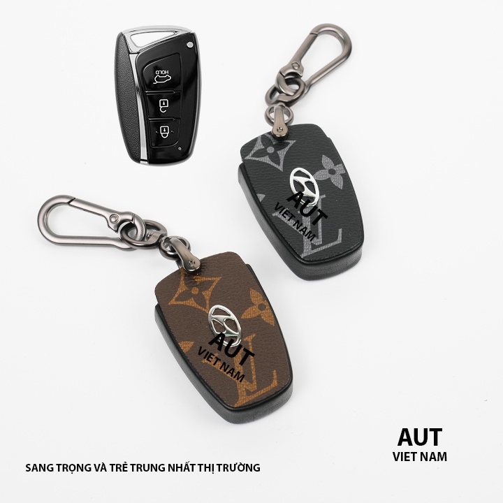 Bao da chìa khóa Hyundai  da Canvas L.V xẻ túi cao cấp