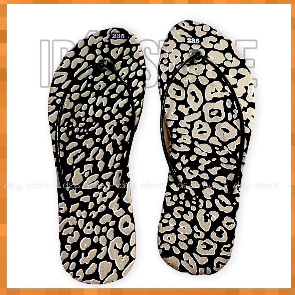 Dép cọng chỉ quai mảnh hoạ tiết Da Báo Nâu/ Đen kẹp nữ xỏ ngón mũi tròn đi biển mùa hè Maipy DL179
