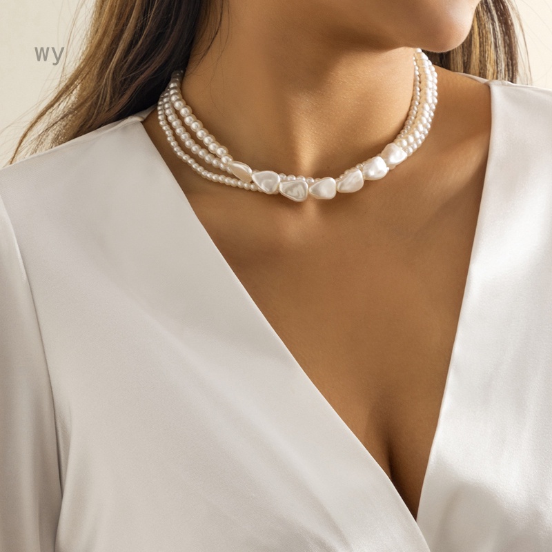 Vòng Cổ Choker 3 Lớp Đính Ngọc Trai Thanh Lịch Cổ Điển