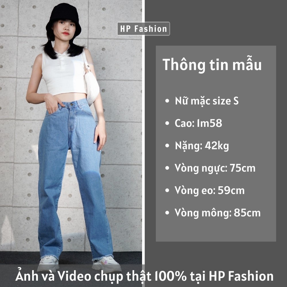 Quần jean nữ ống rộng ❤️ Quần bò nữ lưng cao xanh đậm, rách đùi dáng suông trẻ trung -trongkha71