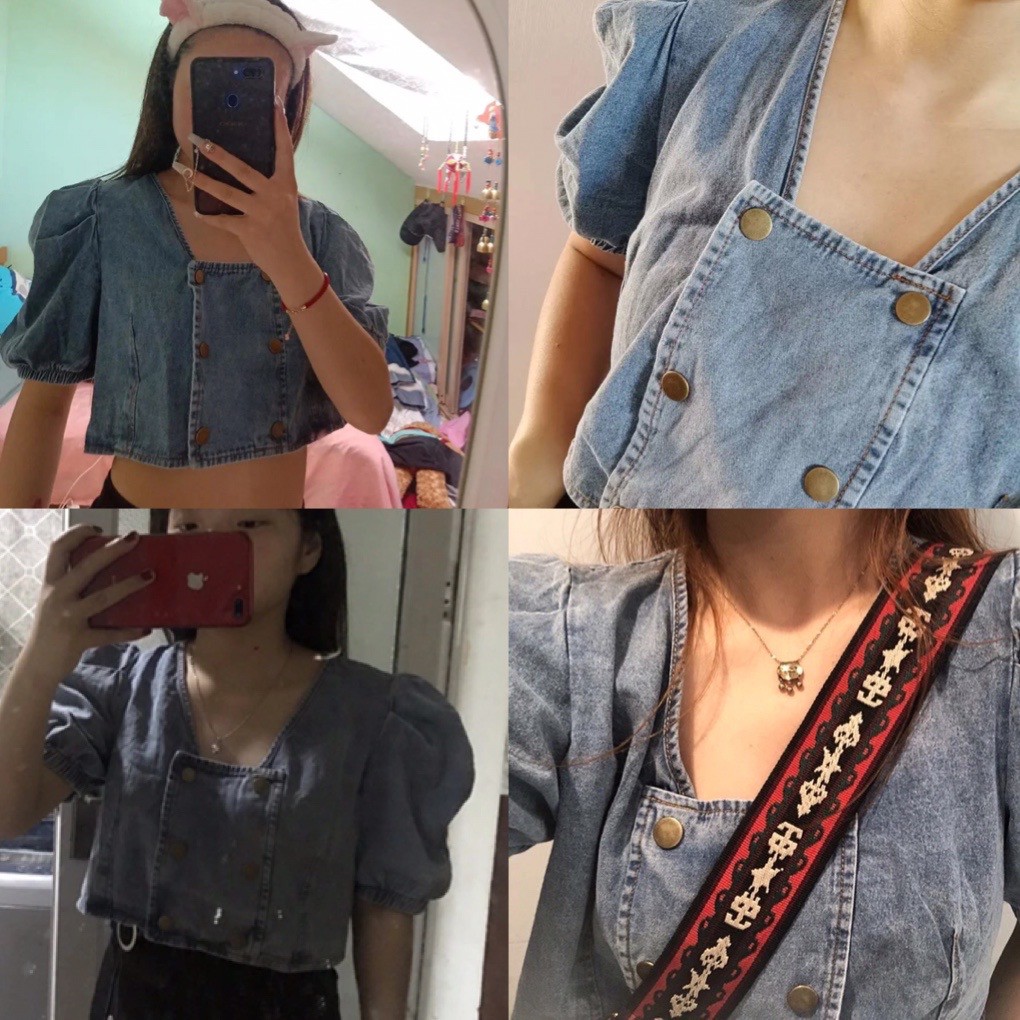 [Sẵn Hàng]♥️Áo Bò Ngắn Tay Phồng(ảnh thật)Size S-&gt;XL