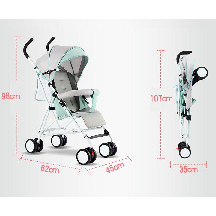 Xe nôi xe đẩy ngồi cho bé mini gắp gọn bản cao cấp từ 3 - 36m- mb58