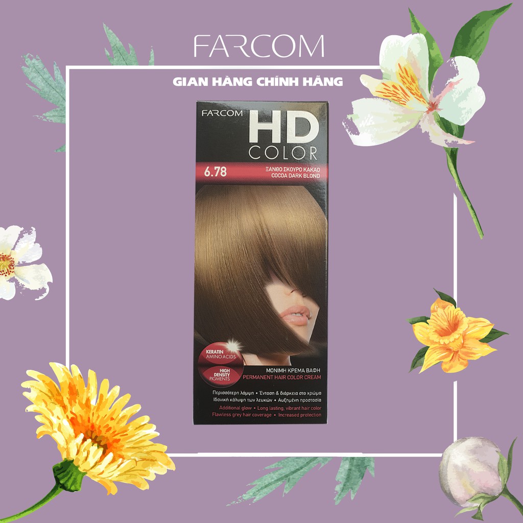 Màu nhuộm Farcom HD Color 6.78 Cocoa Dark Blond (140ml) - Màu Socola Sáng 6.78