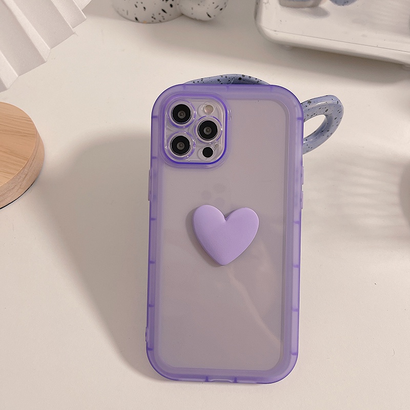Ốp Điện Thoại Silicon Mềm Nhám Trong Suốt Chống Sốc Hình Trái Tim 3D Cho Iphone 13 12 Pro Max 11 X S XR