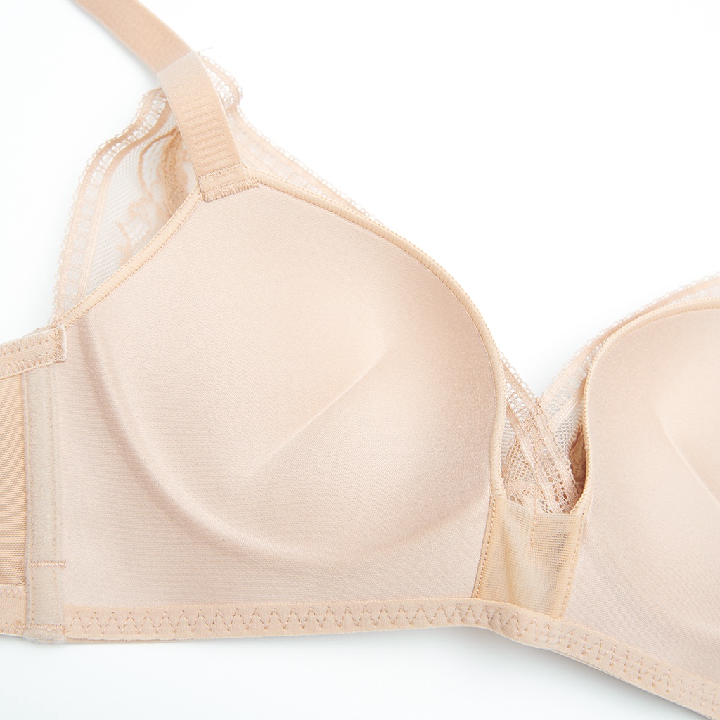 Áo ngực không gọng cổ V mút vừa ren demi iBasic BRAW141