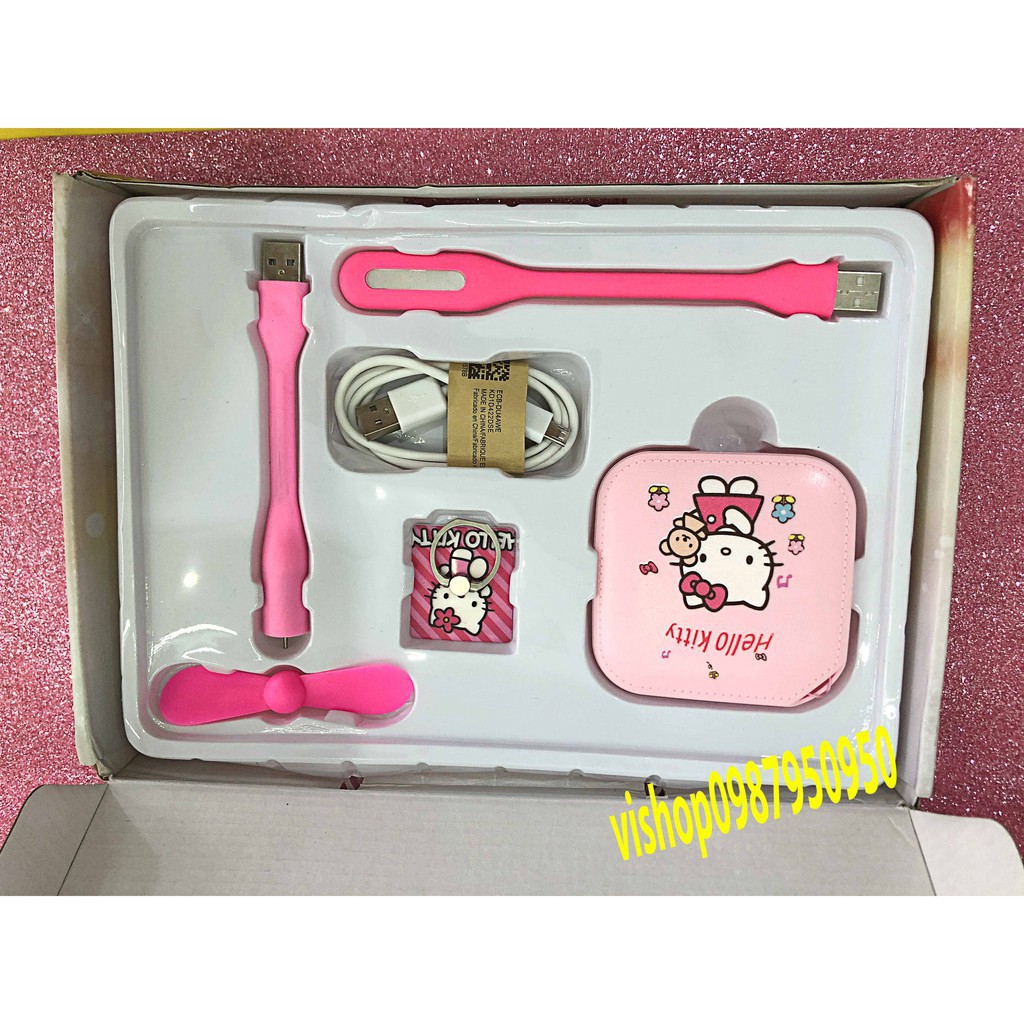 BỘ COMBO SẠC DỰ PHÒNG 5 MÓN ĐÁNG YÊU HÌNH DOREMON – HELLO KITTY