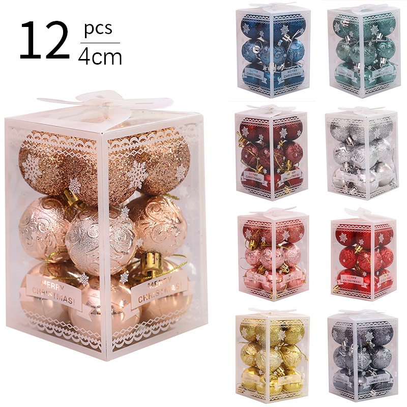 Hộp 12 Trái Châu Mini 4CM Trang Trí Cây Thông Giáng Sinh