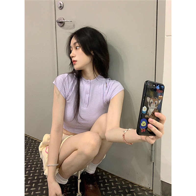 Áo Thun Tay Ngắn Dáng Ôm Thời Trang Mùa Hè Cho Nữ