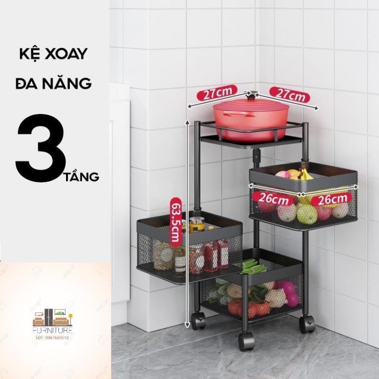 Kệ Vuông Để Đồ Đa Năng✨FREESHIP✨ Kệ Đựng Đồ Nhà Bếp - Không Cần Lắp Ráp - Gấp Gọn Dễ Dàng - Có Bánh Xe Xoay 360 Độ