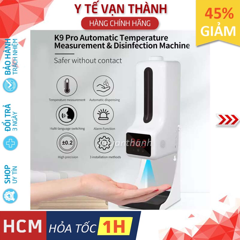 ✅ [BH 1 NĂM] Máy Xịt Nước Rửa Tay Tự Động Và Đo Nhiệt Độ- K9 X, K9X Tích Hợp 10 Ngôn Ngữ -VT0698