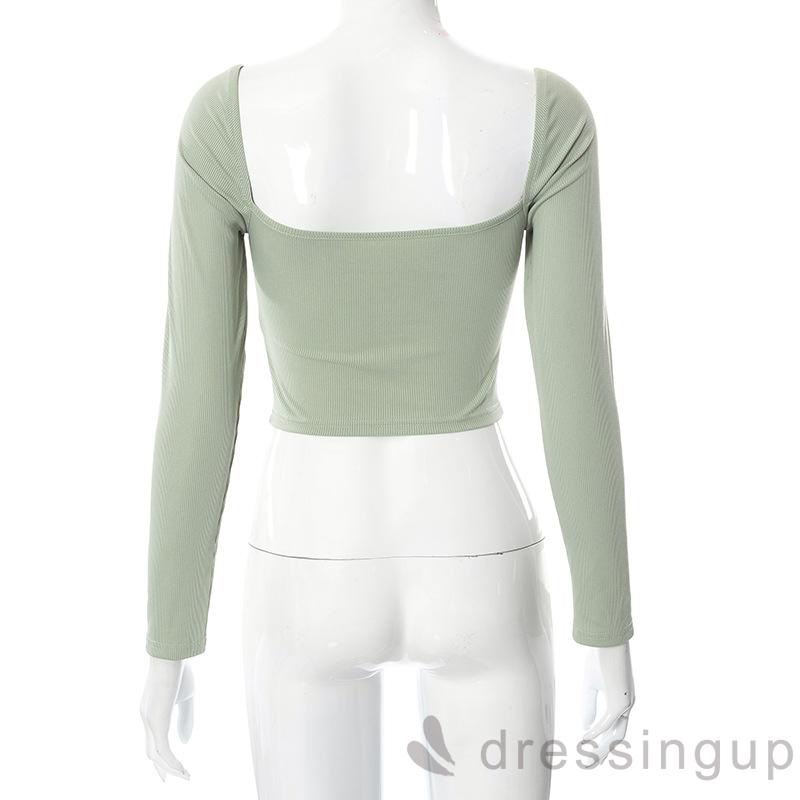 Áo tay dài cổ chữ V màu sắc thời trang cho nữ