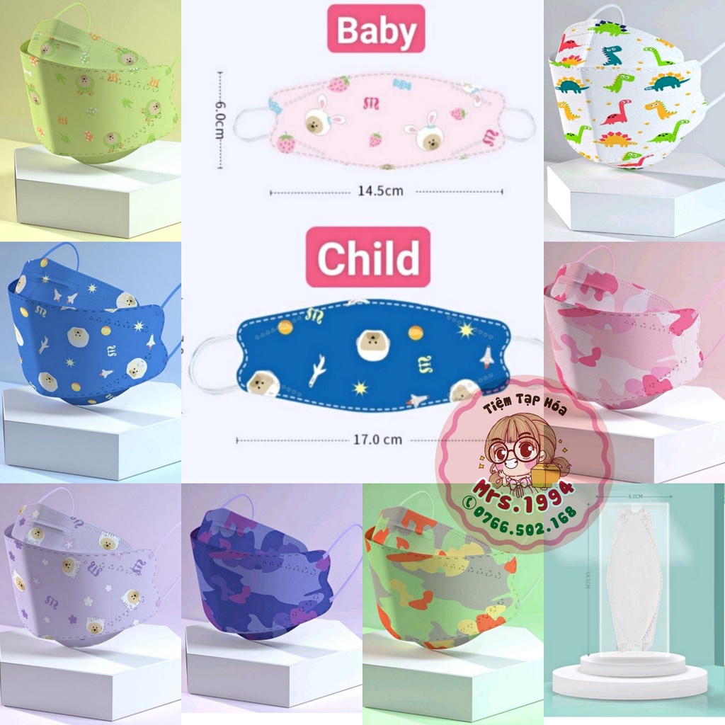 (Baby 14.5cm) - TÚI 10 CÁI KHẨU TRANG KF94 CHỐNG BỤI MỊN CHO BÉ (TÚI RIÊNG TỪNG CÁI)