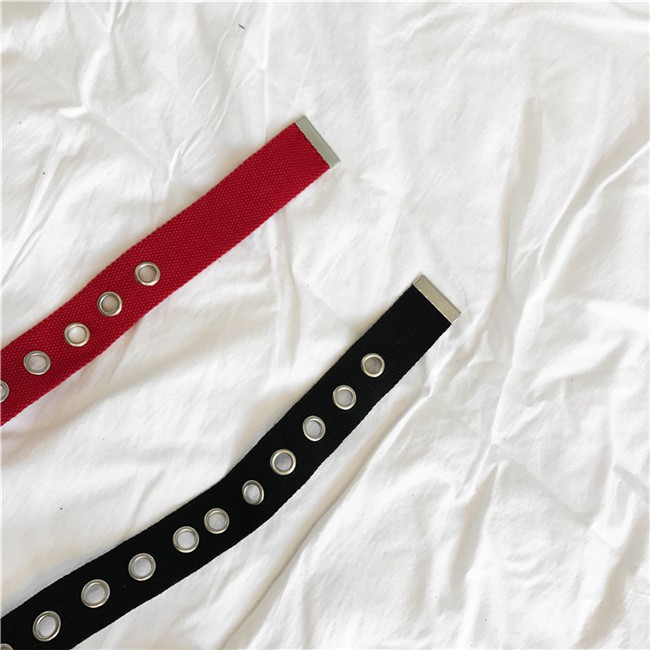 Thắt Lưng Vải Canvas Đục Lỗ Phong Cách Hip Hop Hàn Quốc Thời Trang Cho Nam Và Nữ