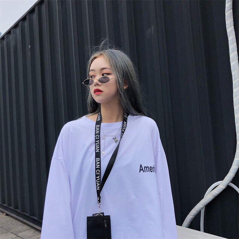 áo thun form rộng dài tay in chữ đơn giản cá  tính B16