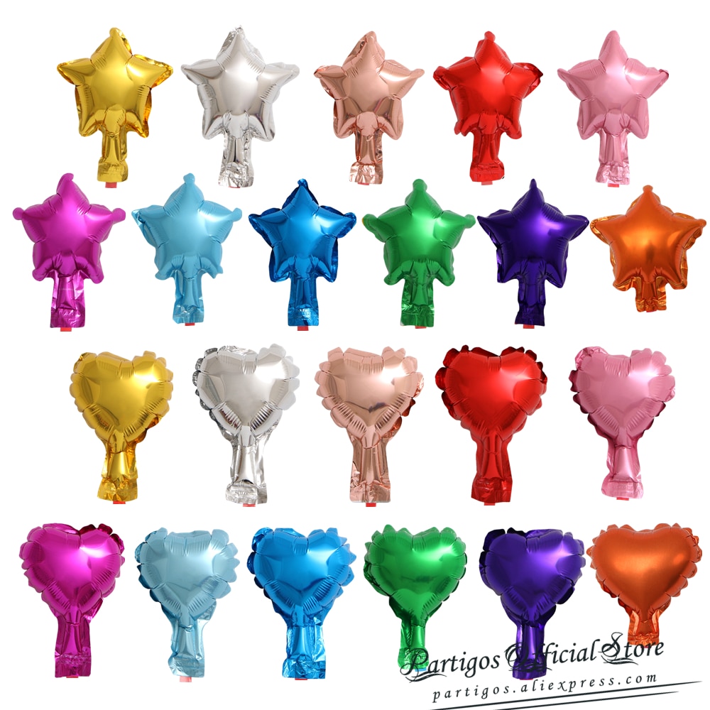 Set 50 Bong Bóng Lá Nhôm 5 Inch Hình Ngôi Sao/Trái Tim Nhiều Màu Sắc Trang Trí Tiệc Cưới/Sinh Nhật