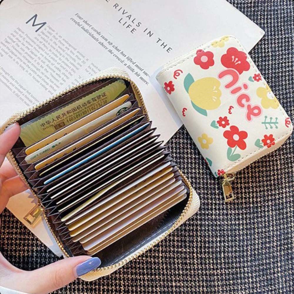 Ví ngắn bằng da pu có nhiều ngăn đựng thẻ và tiền xu phong cách Nhật Bản dành cho nữ