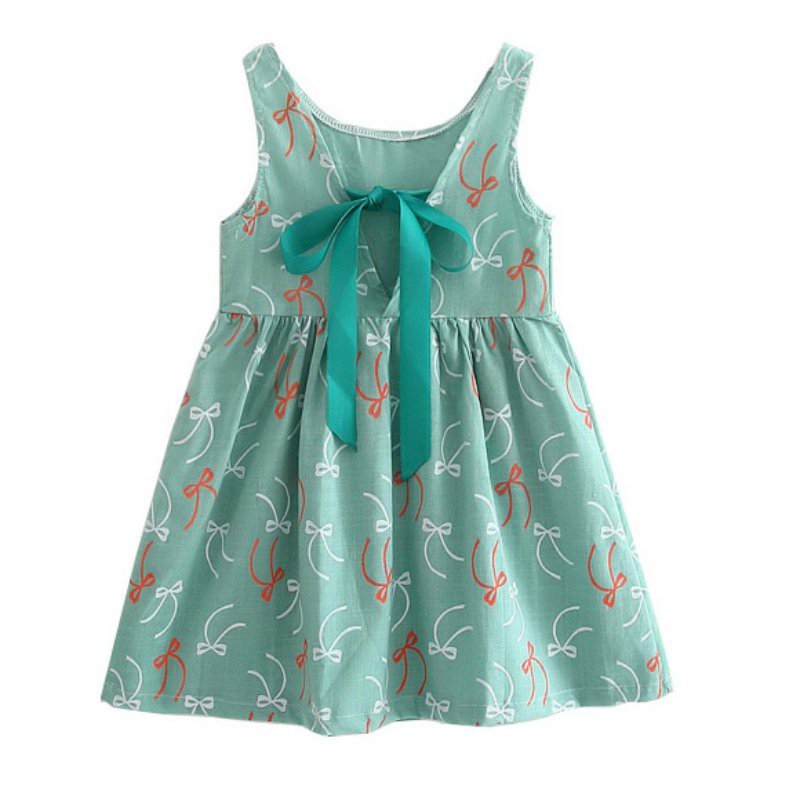 Đầm cotton không tay in hoa ngọt ngào cho bé gái