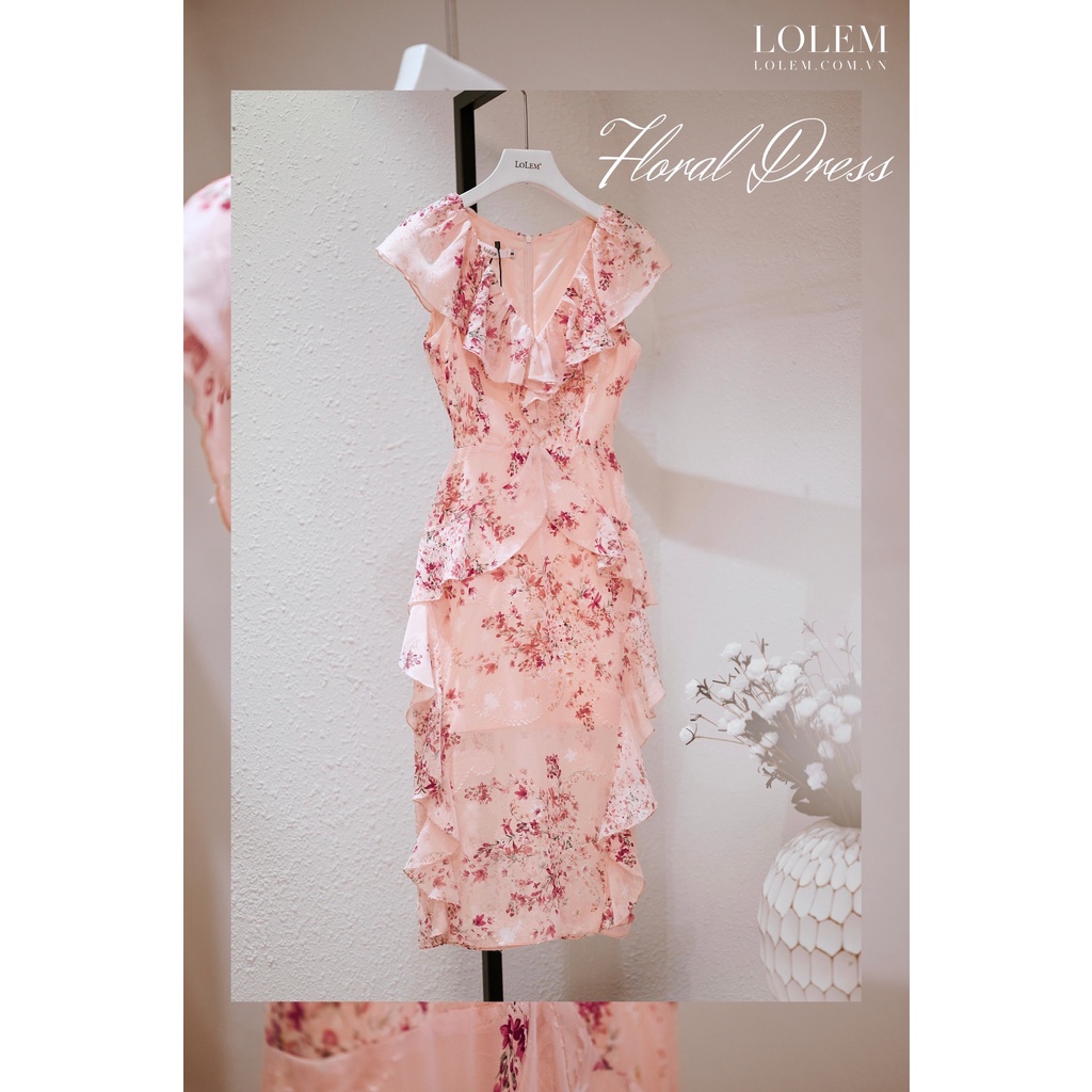Đầm xòe voan ép bèo dọc thân cổ V LOLEM CLOTHING- DX295