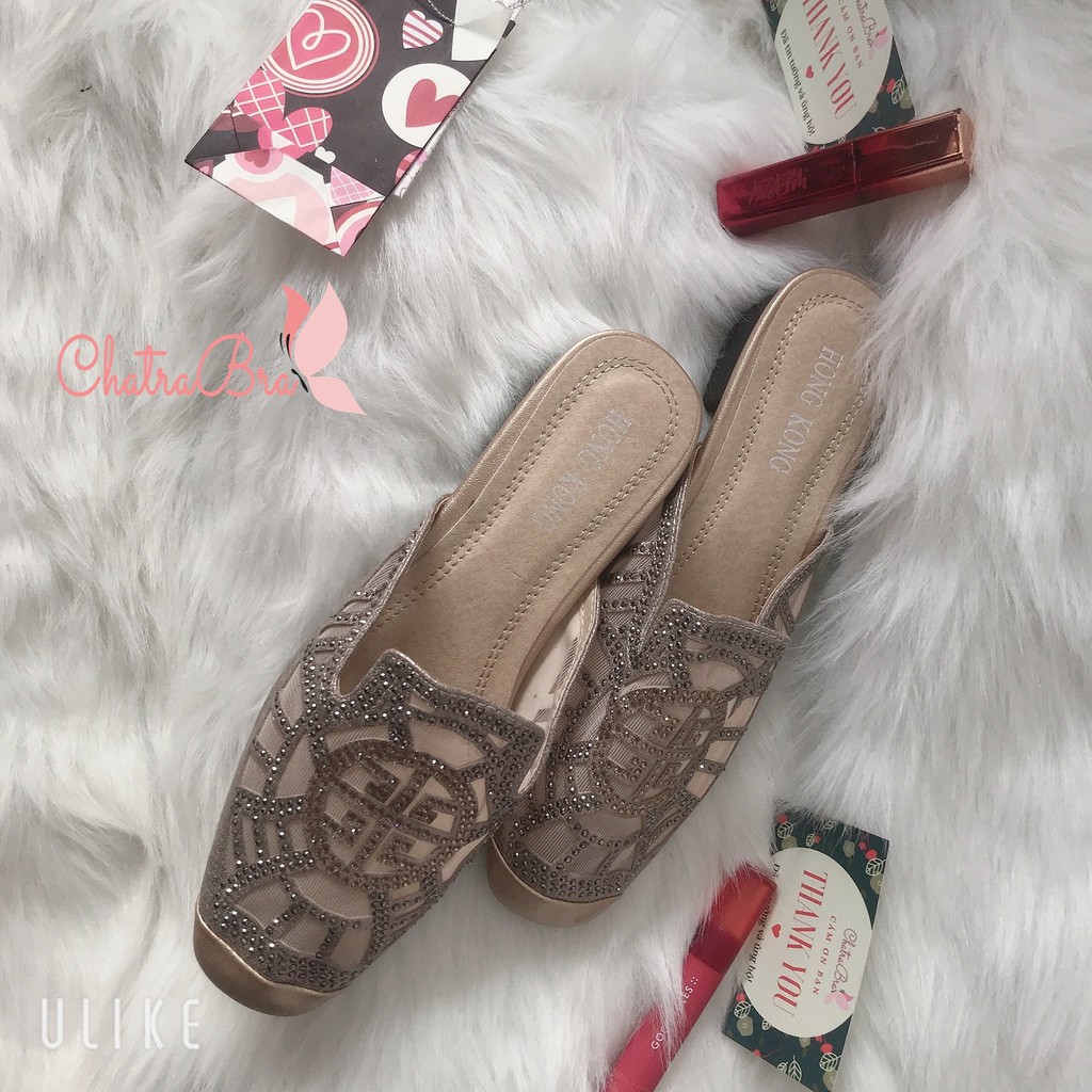 Dép sục soàn đan lỗ kim tuyến sang trọng