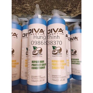 Gội xả phục hồi giữ màu diva - phục hồi tóc hư tổn 750mlx2