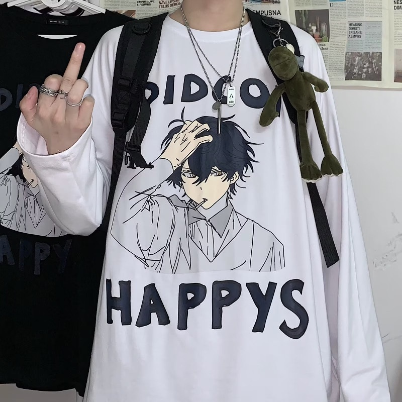 Áo Thun Dáng Rộng In Họa Tiết Hoạt Hình Phong Cách Hip Hop Hàn Quốc Thời Trang Cho Nam Và Nữ size M-5XL