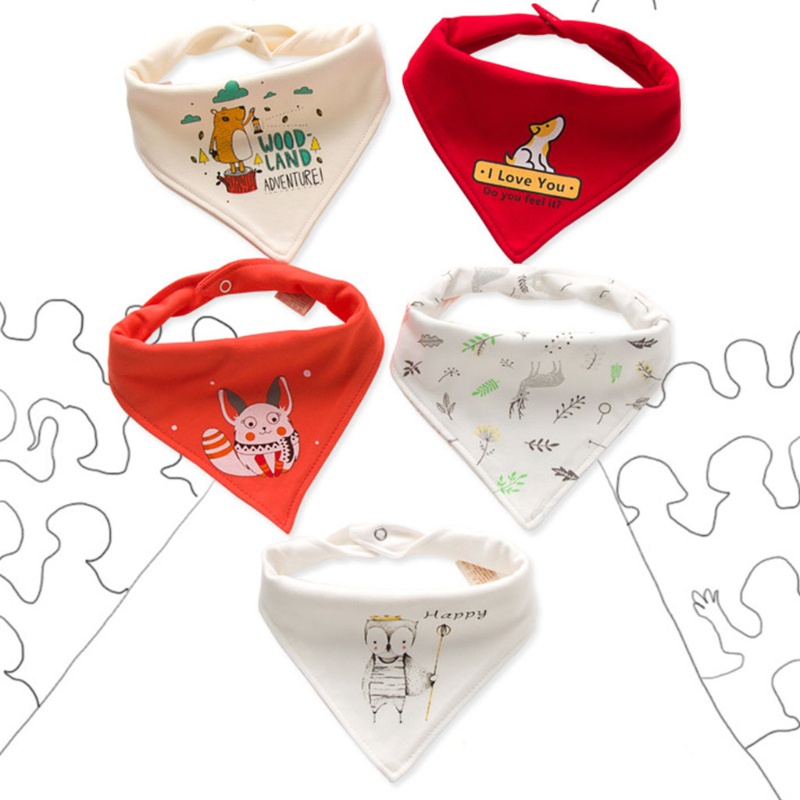 Set 5 Yếm Ăn Cotton Mềm Mại Hình Tam Giác Cho Bé Sơ Sinh