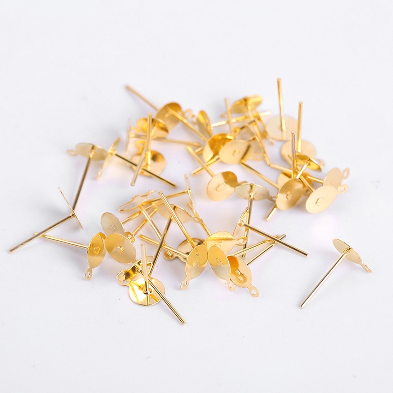 100pcs Stainless Steel Blank Earring Stud Base Flat Shape Ear Pin DIY Jewelry Accessories